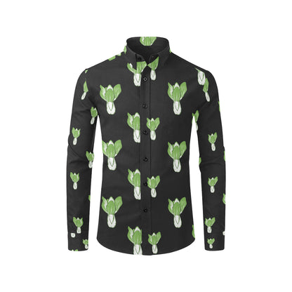Kale Pattern Print Design 02 Men's Long Sleeve Shirt