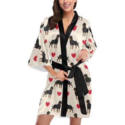 Rottweiler Pattern Print Design A02 Women's Short Kimono