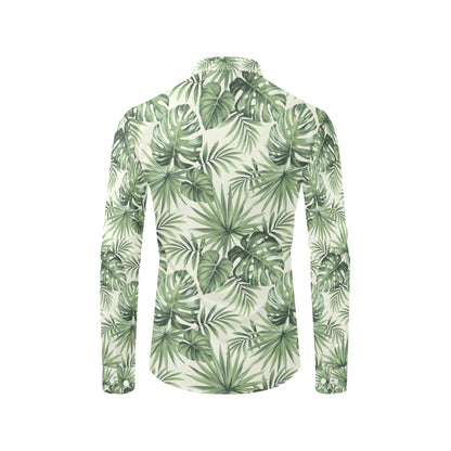 Palm Leaf Pattern Print Design A02 Men's Long Sleeve Shirt