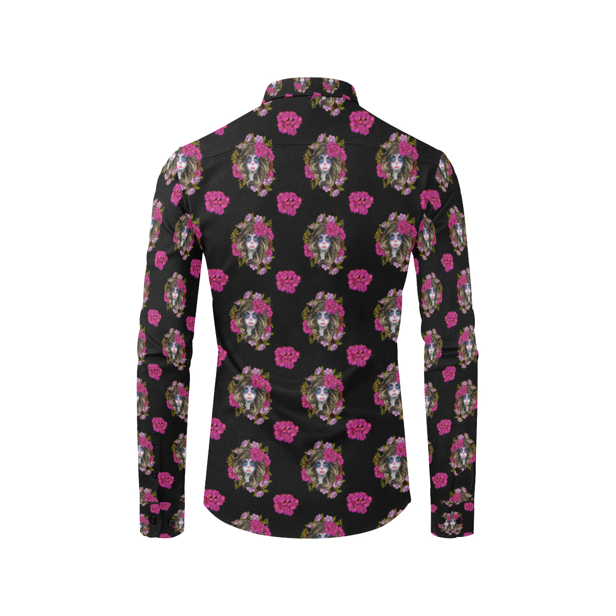 Day of the Dead Makeup Girl Men's Long Sleeve Shirt