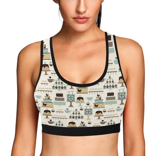 Cake Pattern Print Design 02 Sports Bra