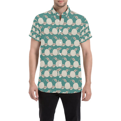 Hydrangea Pattern Print Design HD03 Men's Short Sleeve Button Up Shirt