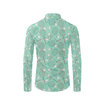 Badminton Pattern Print Design 05 Men's Long Sleeve Shirt