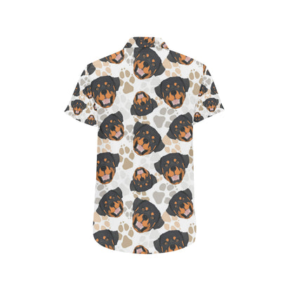 Rottweiler Pattern Print Design A03 Men's Short Sleeve Button Up Shirt