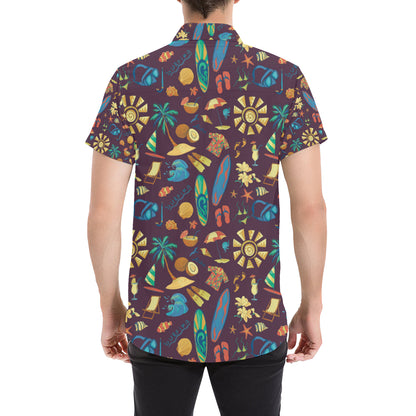 Aloha Hawaii Pattern Print Design 01 Men's Short Sleeve Button Up Shirt
