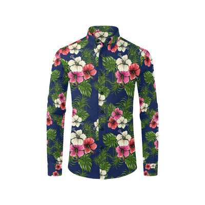 Hibiscus Pattern Print Design HB028 Men's Long Sleeve Shirt