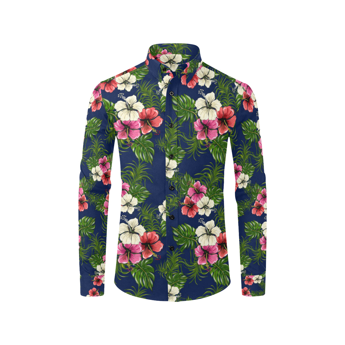 Hibiscus Pattern Print Design HB028 Men's Long Sleeve Shirt