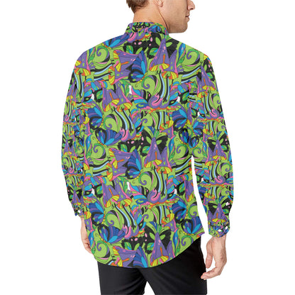 Psychedelic Trippy Mushroom Themed Men's Long Sleeve Shirt