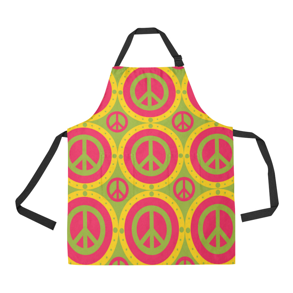 Peace Sign Pattern Print Design A01 Apron with Pocket