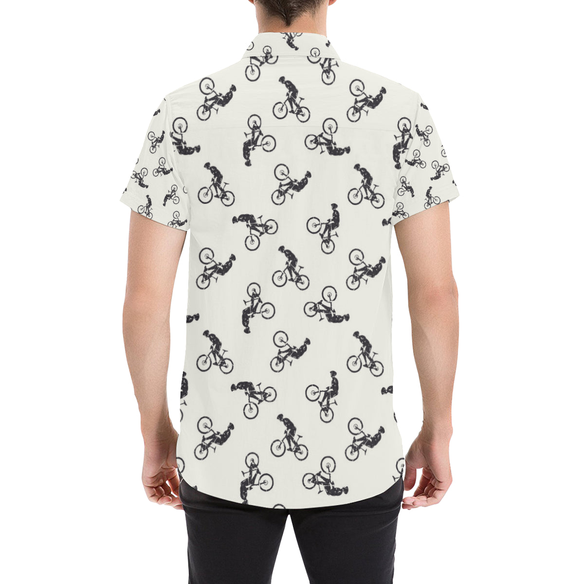 Mountain bike Pattern Print Design 01 Men's Short Sleeve Button Up Shirt
