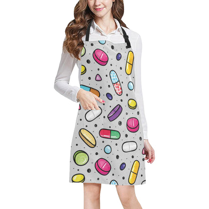 Pill Pattern Print Design A04 Apron with Pocket