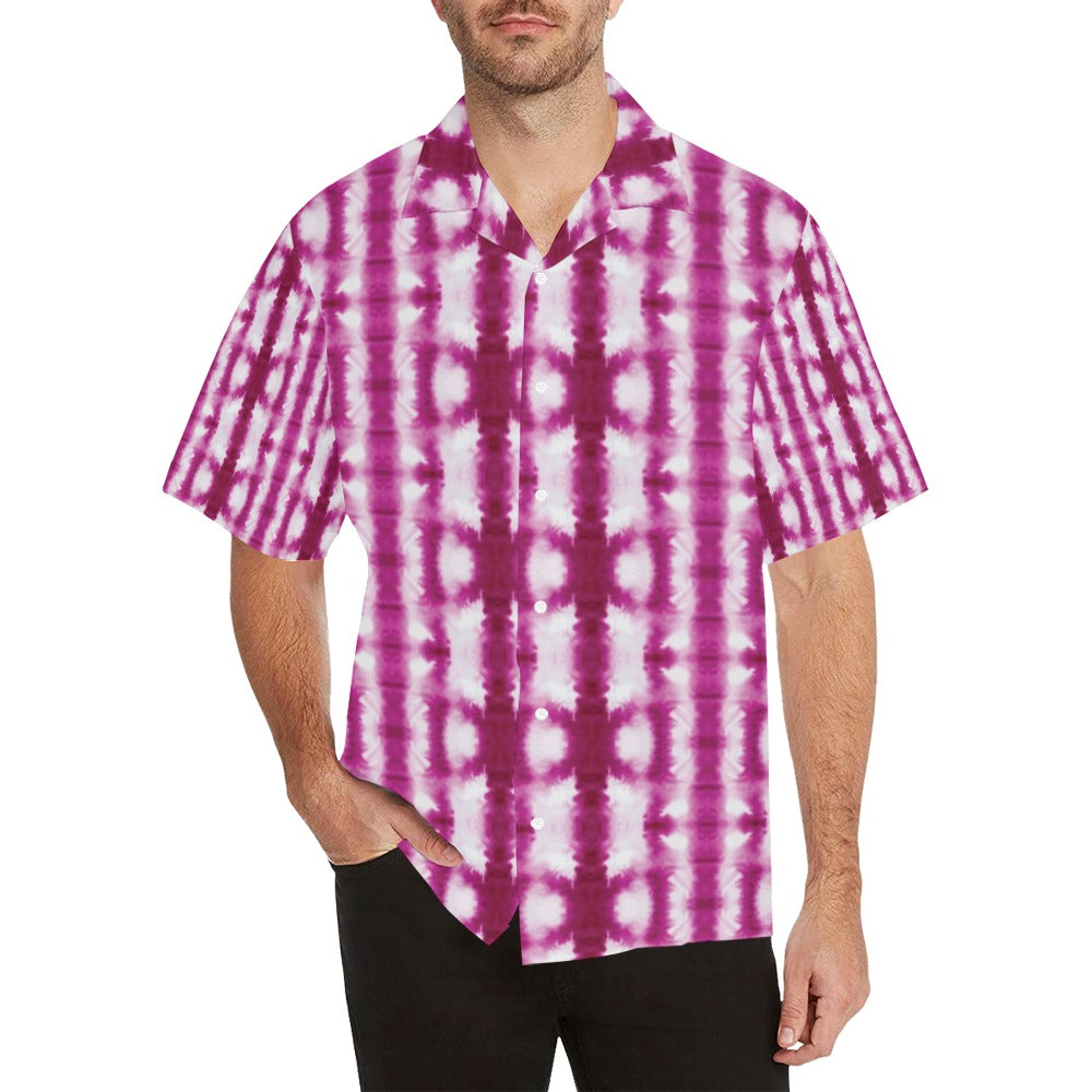 Tie Dye Dark Pink Print Design LKS303 Men's Hawaiian Shirt