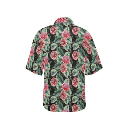 Dahlia Pattern Print Design DH06 Women's Hawaiian Shirt