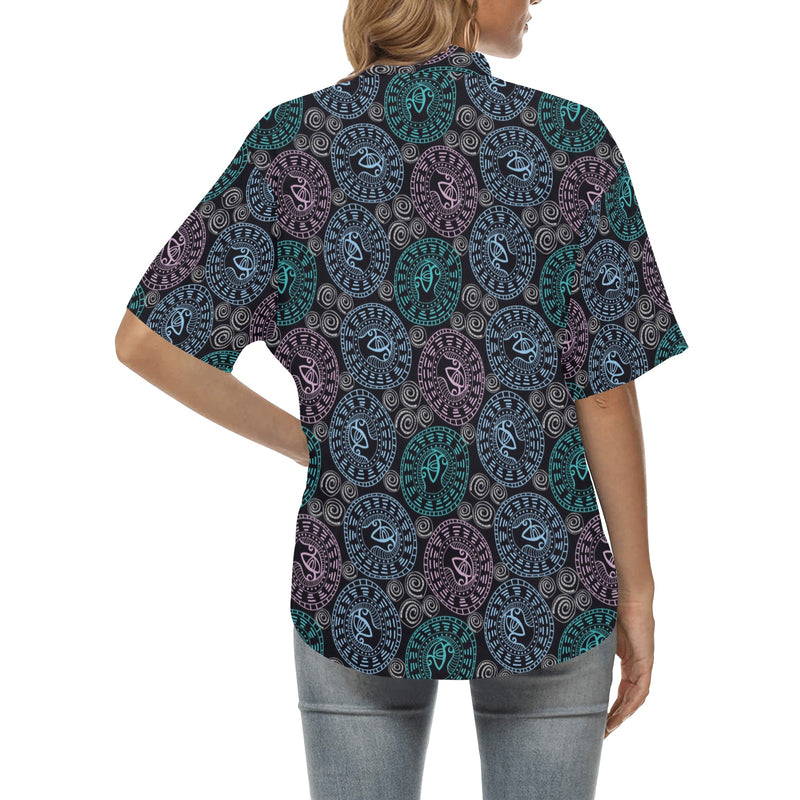 Eye of Horus Ethnic Pattern Women's Hawaiian Shirt