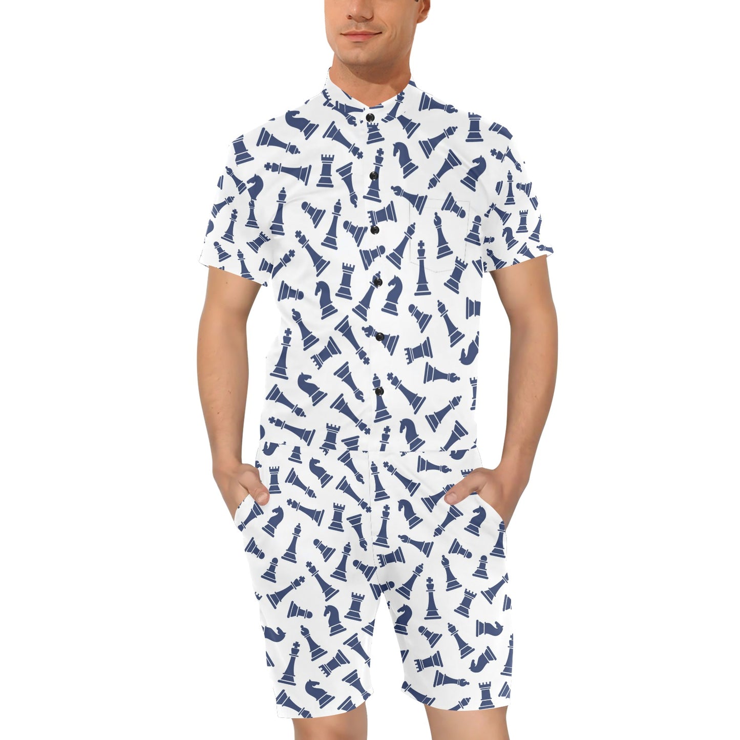 Chess Pattern Print Design 03 Men's Romper
