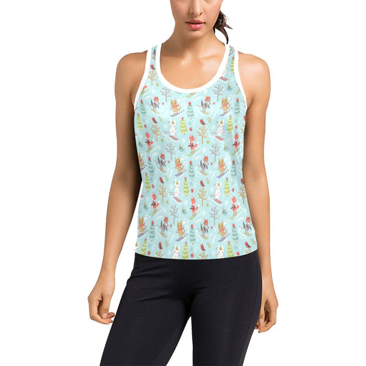 Ski Fox Cute Print Design LKS303 Women's Racerback Tank Top