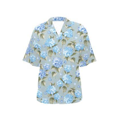 Hydrangea Pattern Print Design 01 Women's Hawaiian Shirt