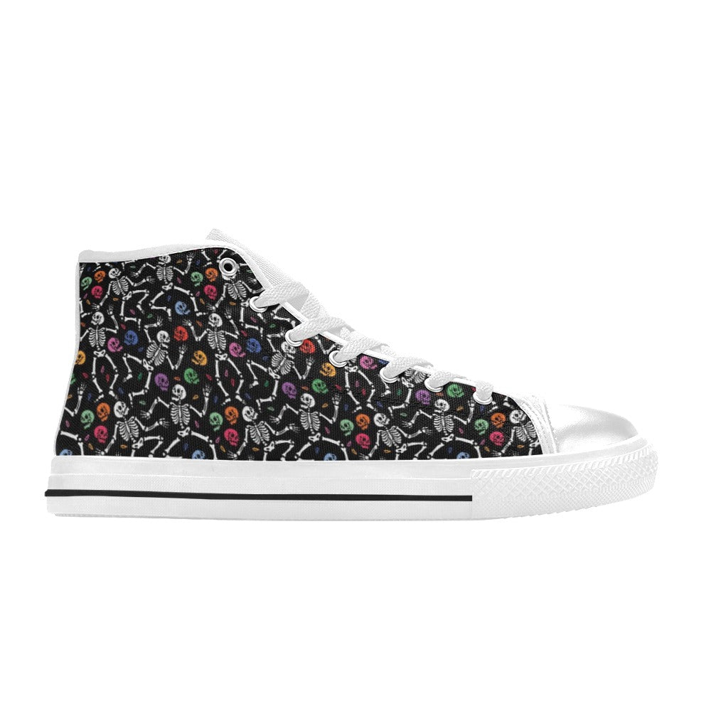 Skeleton Print Design LKS307 High Top Women's White Shoes