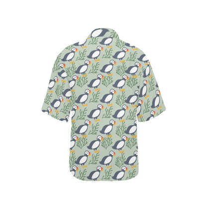 Puffin Pattern Print Design A04 Women's Hawaiian Shirt