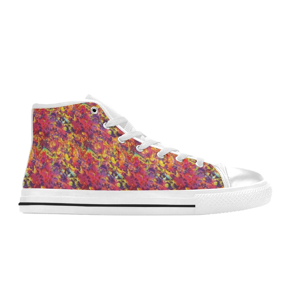 Splatter Print Design LKS303 High Top Women's White Shoes