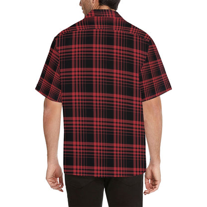 Tartan Red Black Print Design LKS303 Men's Hawaiian Shirt