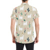 Llama Cactus Pattern Print Design 09 Men's Short Sleeve Button Up Shirt