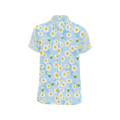 Daisy Pattern Print Design DS010 Men's Short Sleeve Button Up Shirt