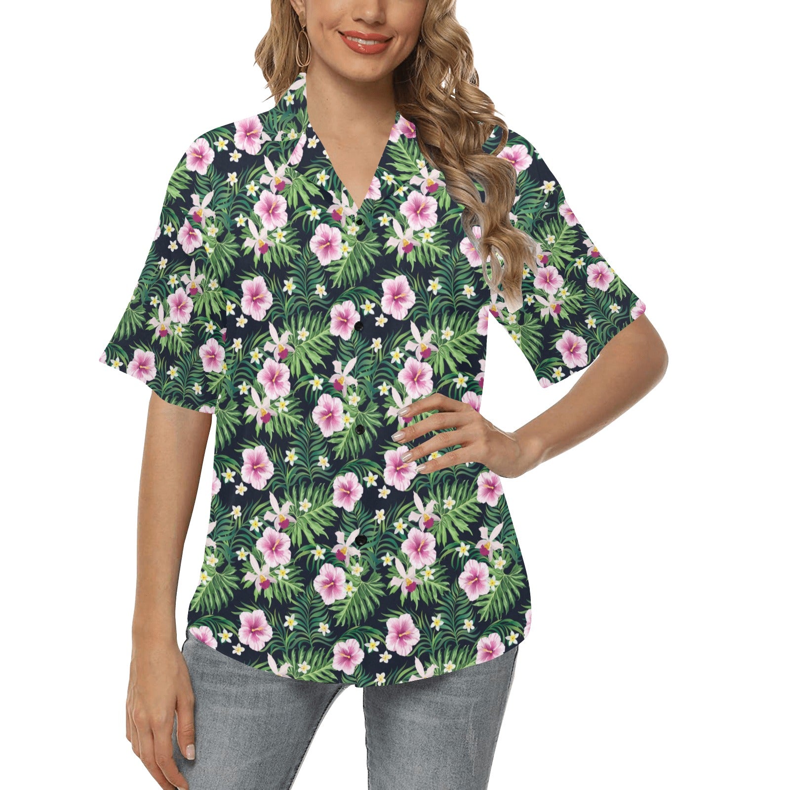 Hibiscus Tropical Print Design LKS309 Women's Hawaiian Shirt