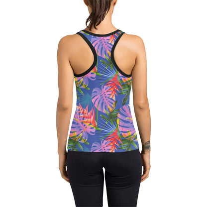 Tropical Flower Pattern Print Design TF025 Women's Racerback Tank Top