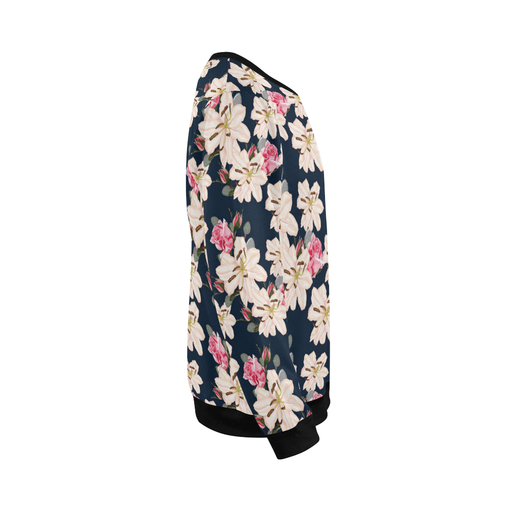 Lily Pattern Print Design LY04 Men Long Sleeve Sweatshirt
