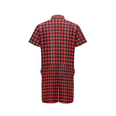 Red Black Buffalo Tartan Plaid Pattern Men's Romper