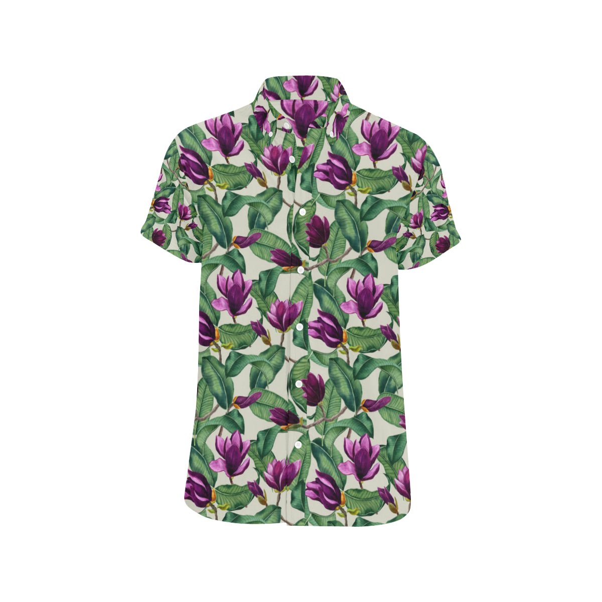 Magnolia Pattern Print Design MAG07 Men's Short Sleeve Button Up Shirt
