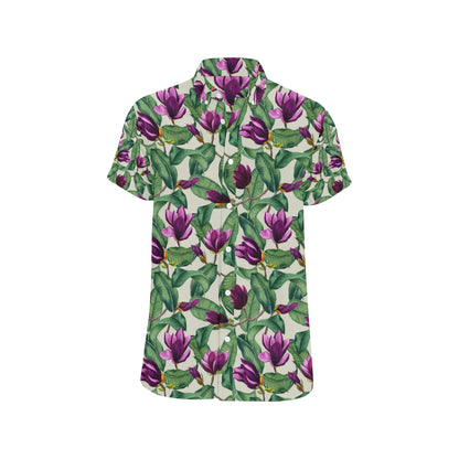Magnolia Pattern Print Design MAG07 Men's Short Sleeve Button Up Shirt