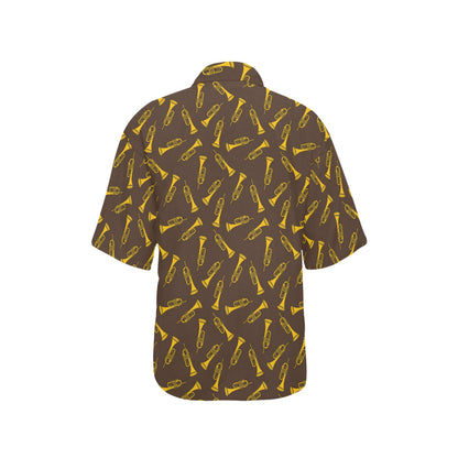 Trumpet Pattern Design Print Women's Hawaiian Shirt