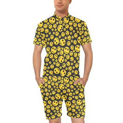 Smiley Face Emoji Print Design LKS304 Men's Romper