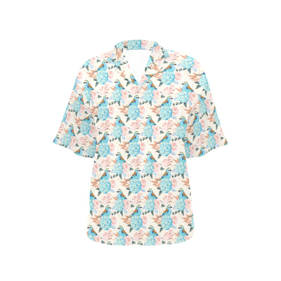 Bluebird Pattern Print Design 03 Women's Hawaiian Shirt