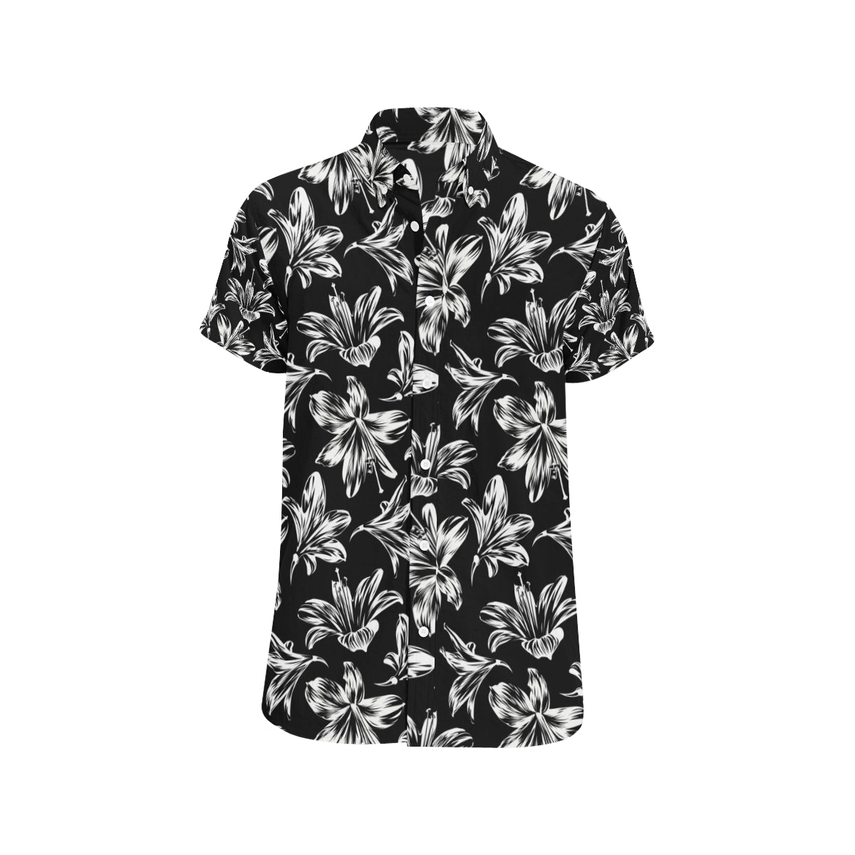 Amaryllis Pattern Print Design AL04 Men's Short Sleeve Button Up Shirt