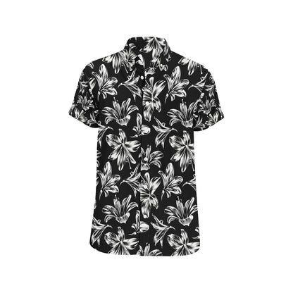 Amaryllis Pattern Print Design AL04 Men's Short Sleeve Button Up Shirt