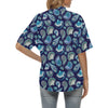 Beach Seashell Blue Print Women's Hawaiian Shirt