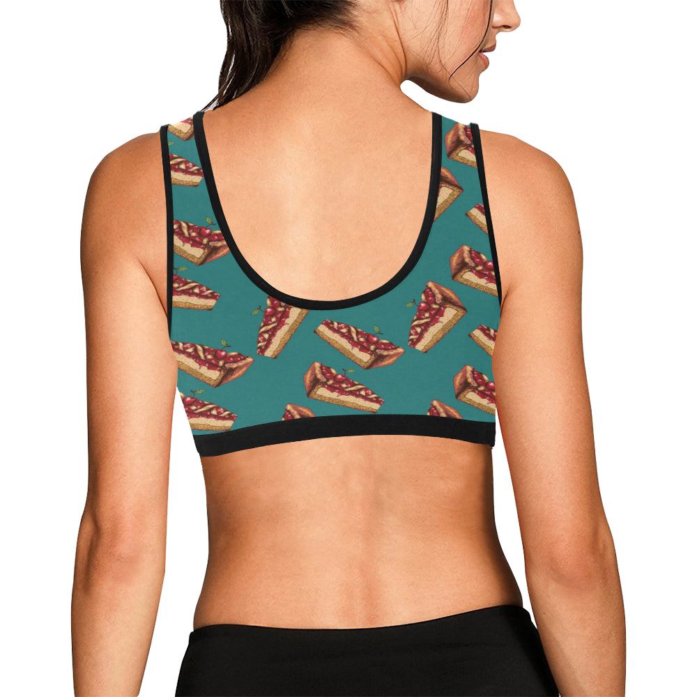 Cheesecake Cherry Pattern Print Design CK03 Sports Bra