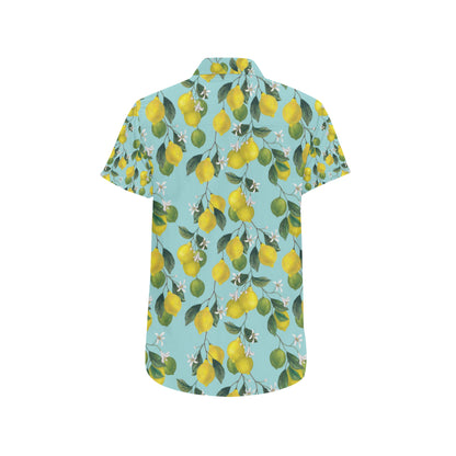 Lemon Pattern Print Design LM05 Men's Short Sleeve Button Up Shirt