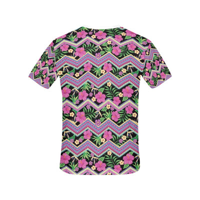 Hibiscus Pink Zigzag Line Pattern Design LKS307 Women's  T-shirt