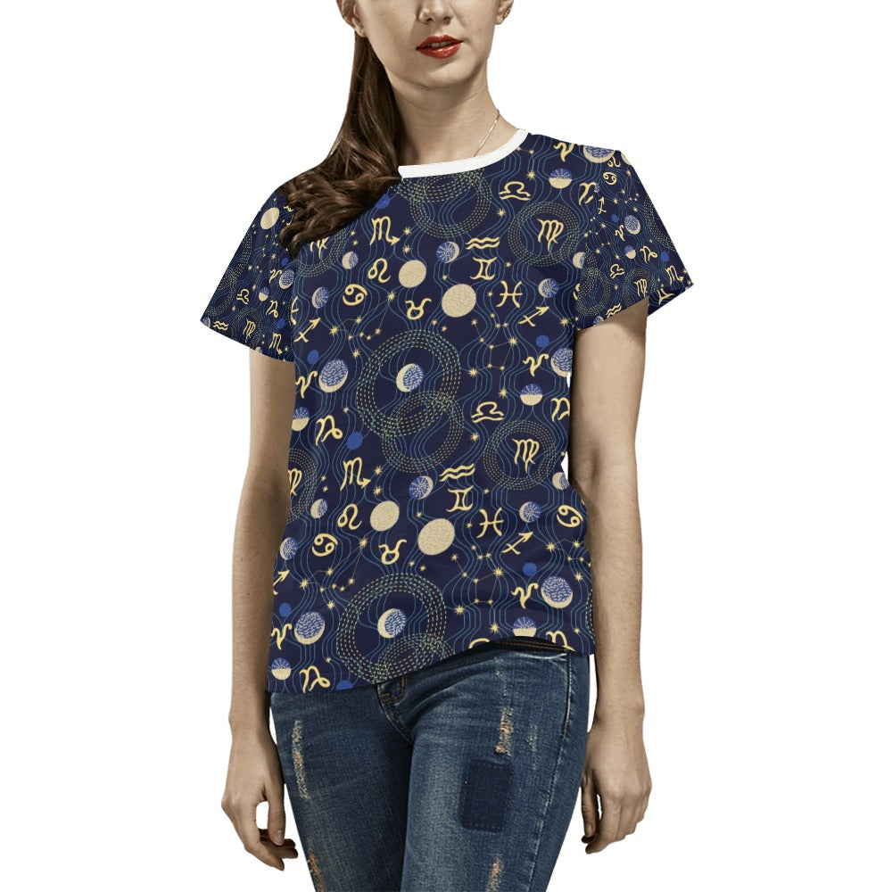 Zodiac Print Design LKS302 Women's  T-shirt