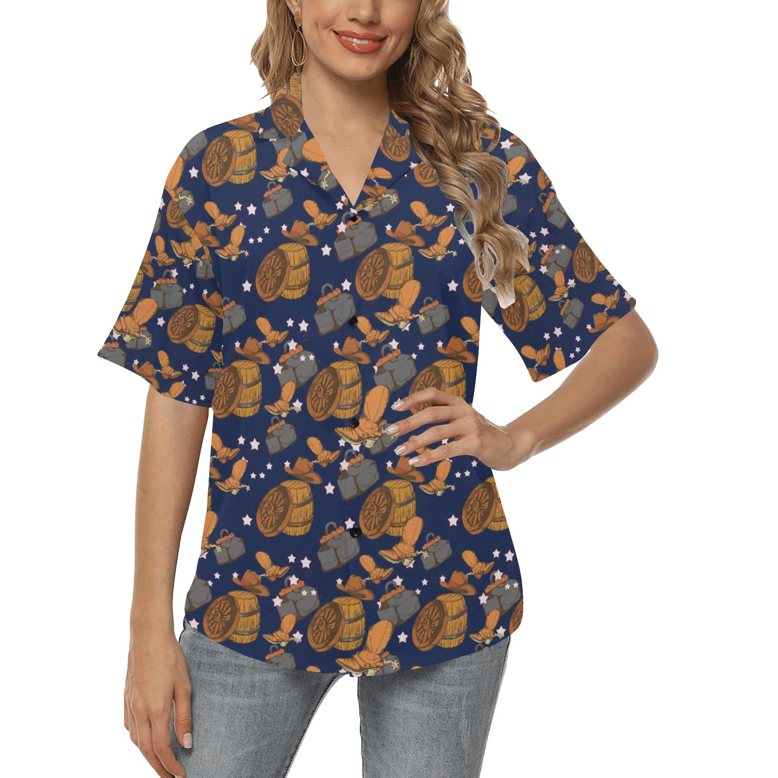 Cowboy Pattern Print Design 03 Women's Hawaiian Shirt