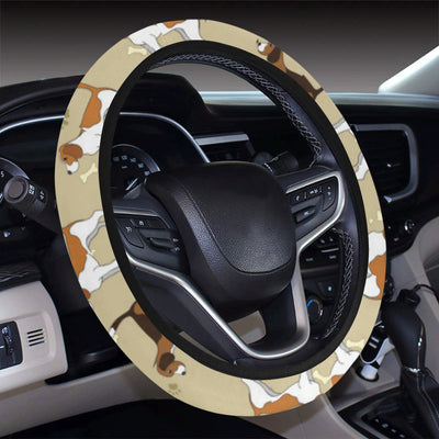 Beagle Pattern Print Design 01 Steering Wheel Cover with Elastic Edge