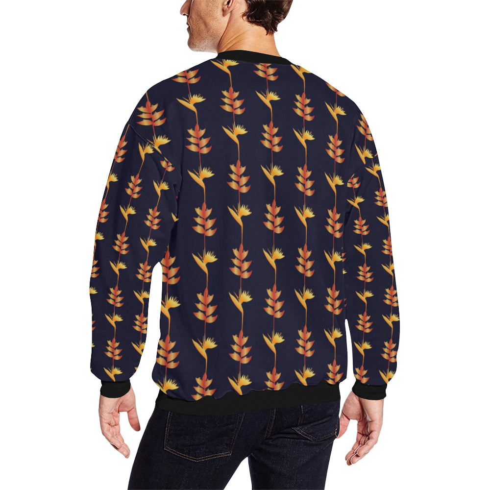 Heliconia Pattern Print Design HL06 Men Long Sleeve Sweatshirt