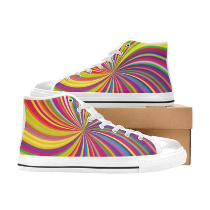 Vortex Print Design LKS301 High Top Women's White Shoes