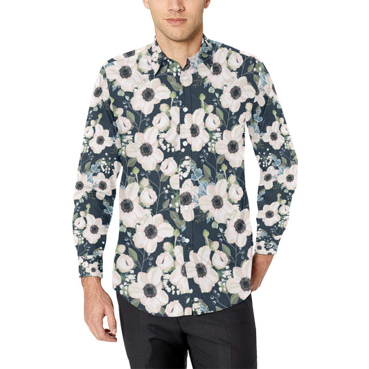 Anemone Pattern Print Design AM02 Men's Long Sleeve Shirt