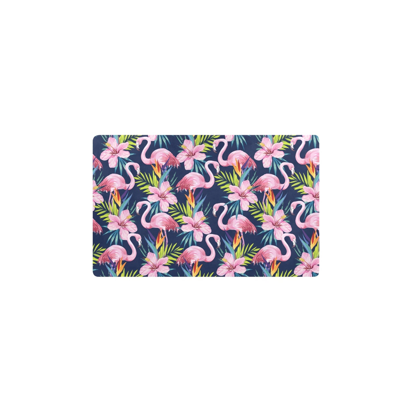 Flamingo Hibiscus Print Kitchen Mat