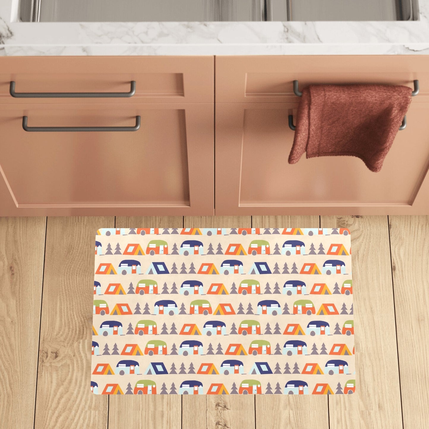 Camper Tent Pattern Print Design 03 Kitchen Mat